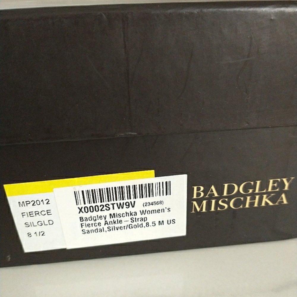Badgley Mischka Fierce Ankle Strap Silver/Gold Heeled Sandals - 8.5 - Picture 14 of 16